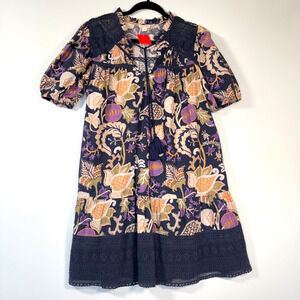 Anthropologie Let Me Be Fiore Lace Tunic Dress Floral Boho Cotton Size Womens SP